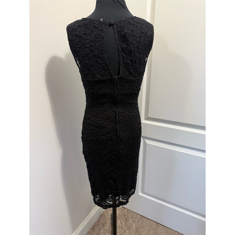 B. Darlin Dress Womens Juniors 7/8 Black Lace Sheath Cocktail Knee Length - Picture 3 of 10
